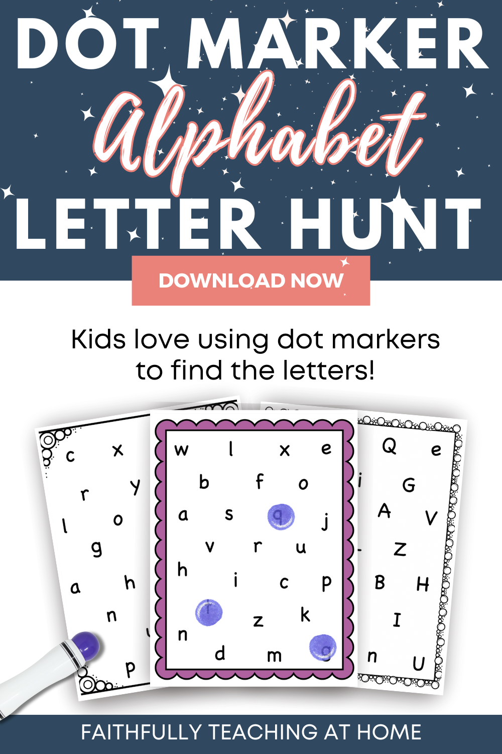 dot Marker alphabet letter hunt worksheets for preschoolers
