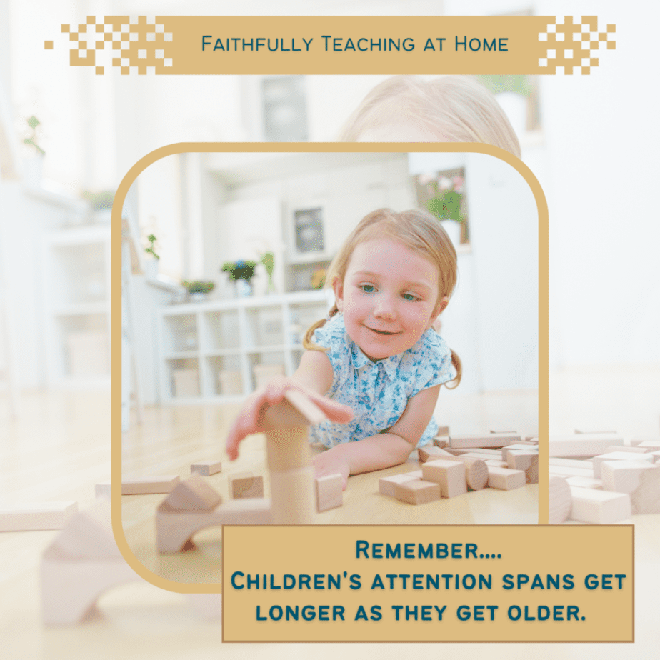 Remember, children's attention spans get longer as they get older with picture of preschool girl putting together a puzzle