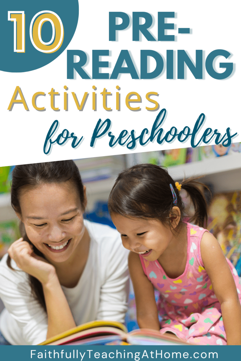 Pre-reading activities for preschoolers with picture of mom and daughter reading a book