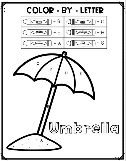 beach umbrella coloring page