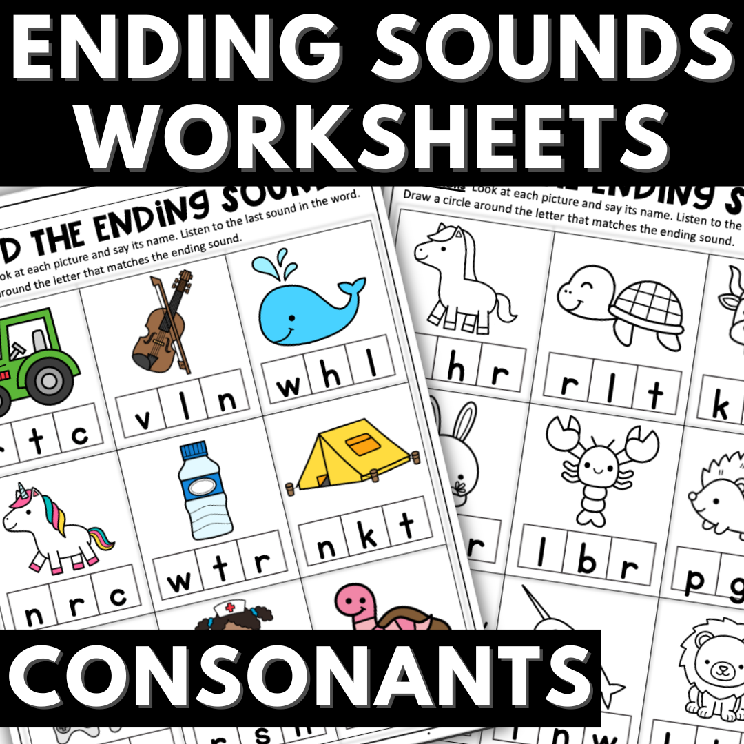 Ending sounds worksheets for consonants activity