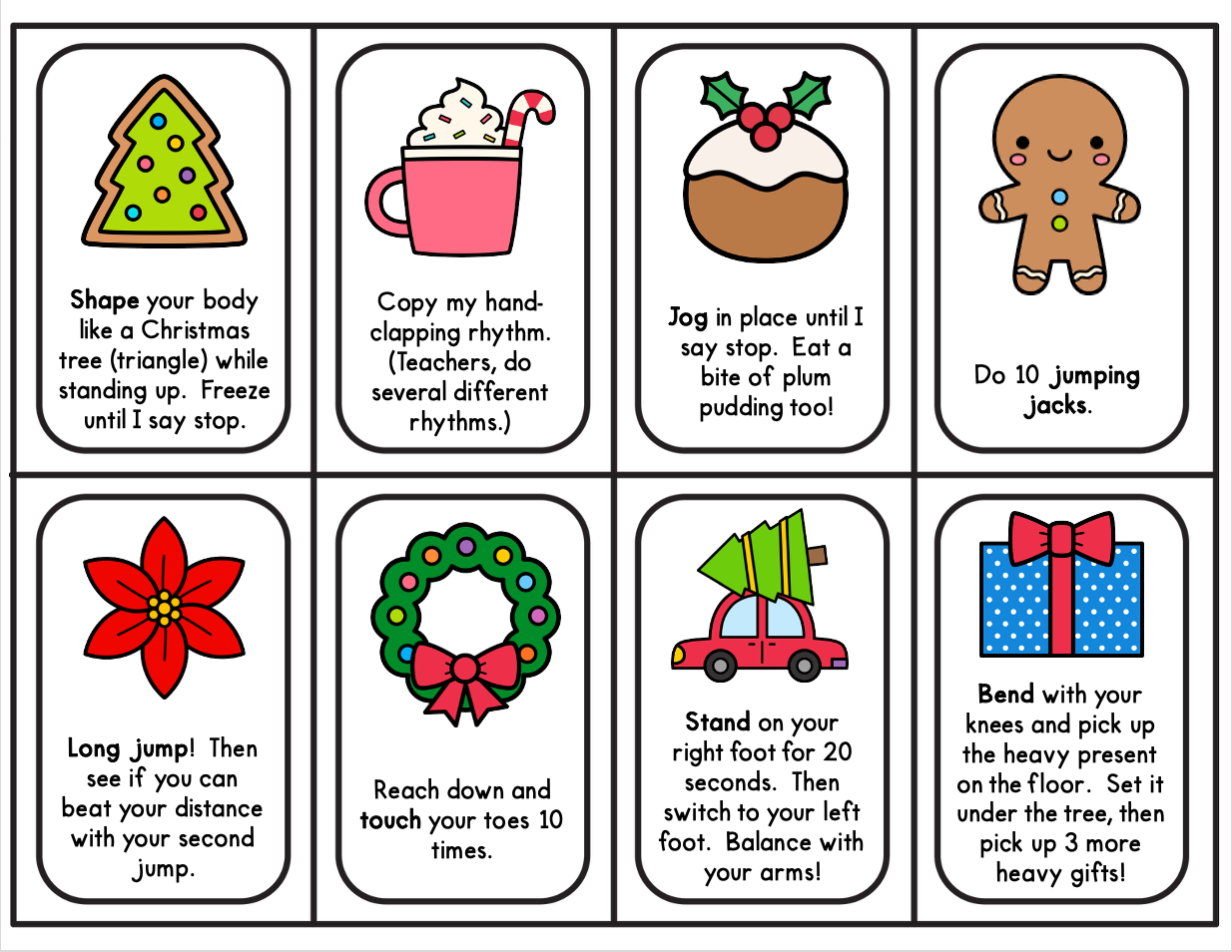 Christmas movement cards sample