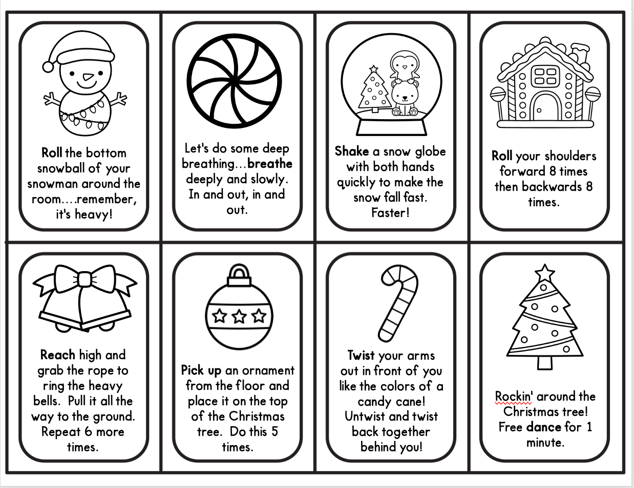 Christmas movement cards sample