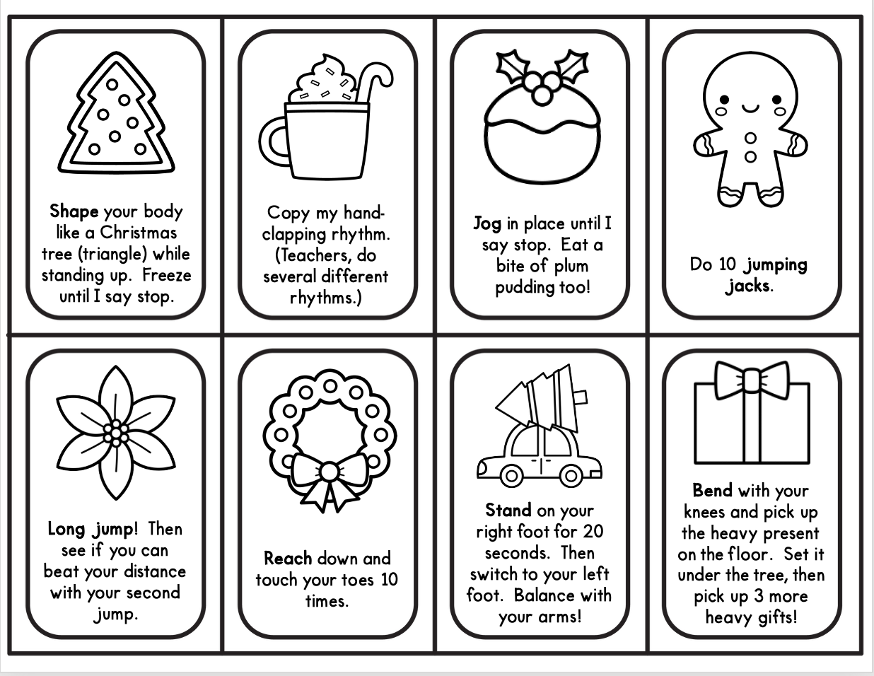 Christmas movement cards sample