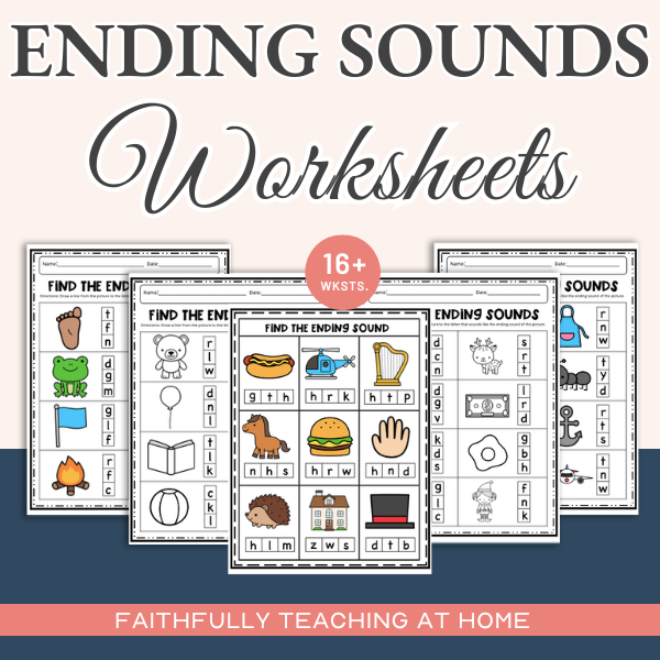 Ending Sound worksheet bundle with isolating final consonant sounds