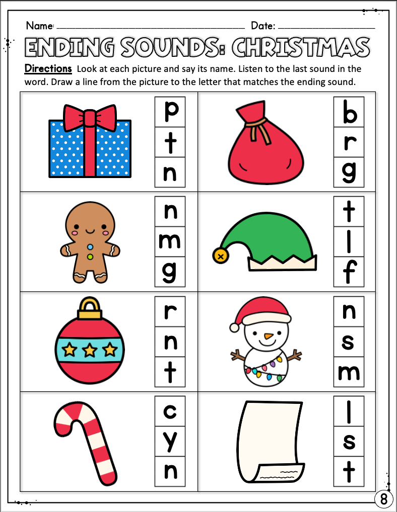 sample of ending sounds worksheet