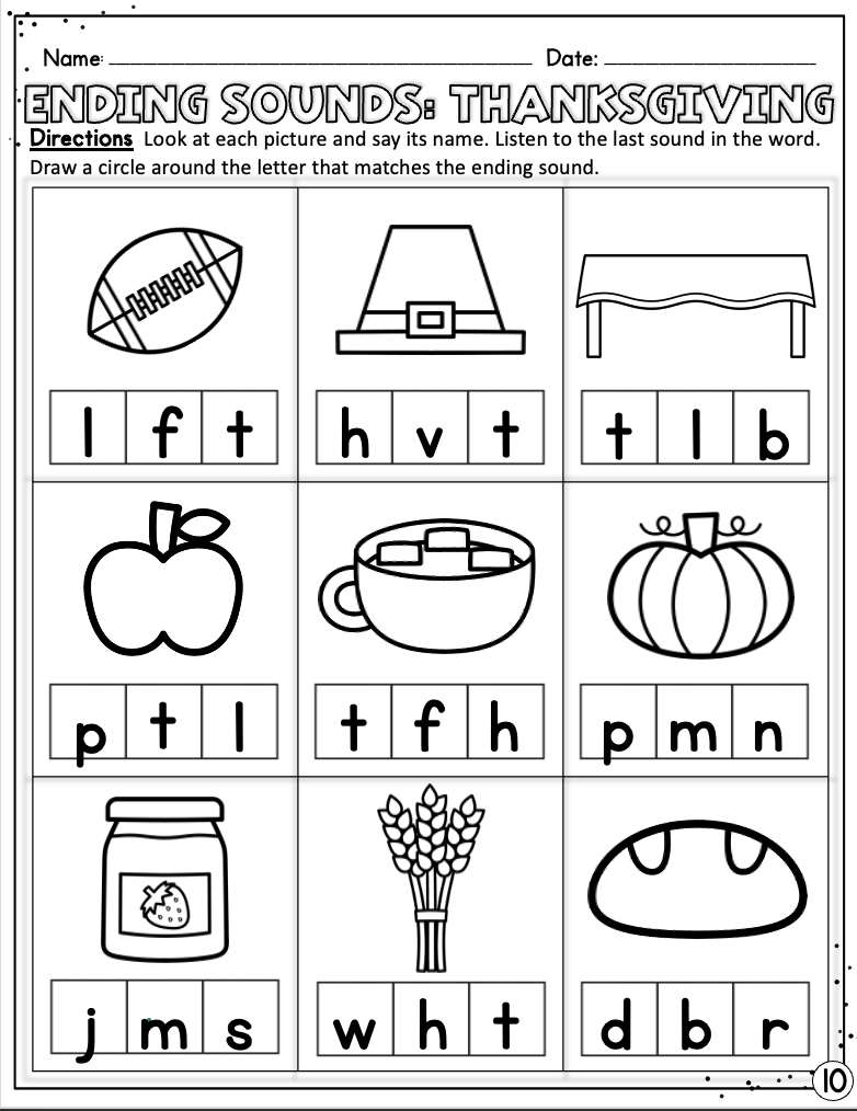 Ending Sounds Worksheet Bundle - Image 2
